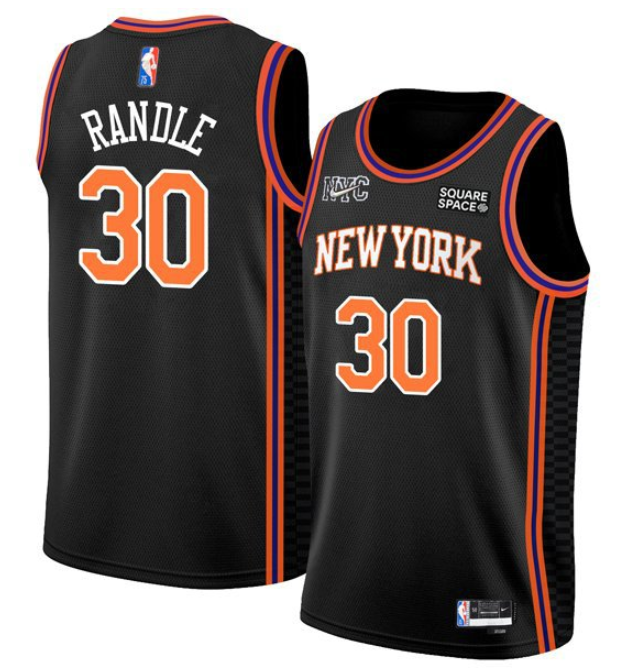 Men's New Yok Knicks #30 Julius Randle 2021/2022 75th Anniversary Black Stitched Jersey Men's New Yok Knicks #30 Julius Randle 2021/2022 75th Anniversary Black Stitched Jersey